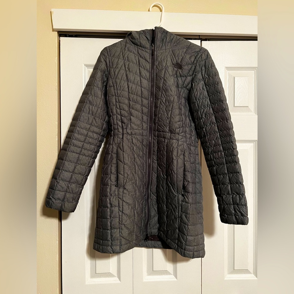 The North Face grey parka with hood